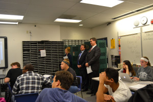 State Senator and tour group listening in and watching the Video Journalism  2nd hour class