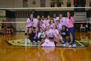 The volleyball team after winning championships.