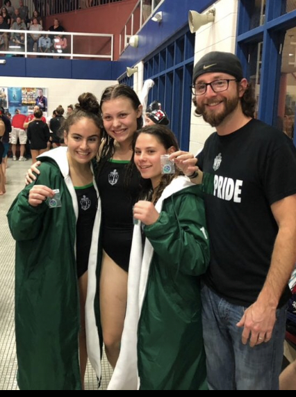 Left to Right: Ashley Krauthamer, Alexis Nyquist, Shayna Zieman, Coach Fraylick (Divers and Diving Coach)
