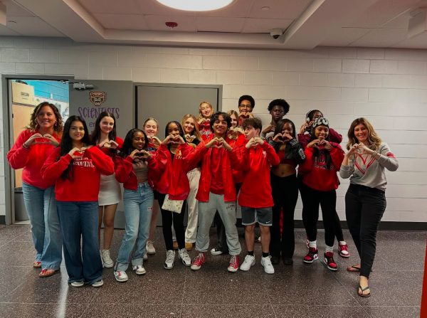 Students dressed in red to participate in WB Has Heart's spirit week