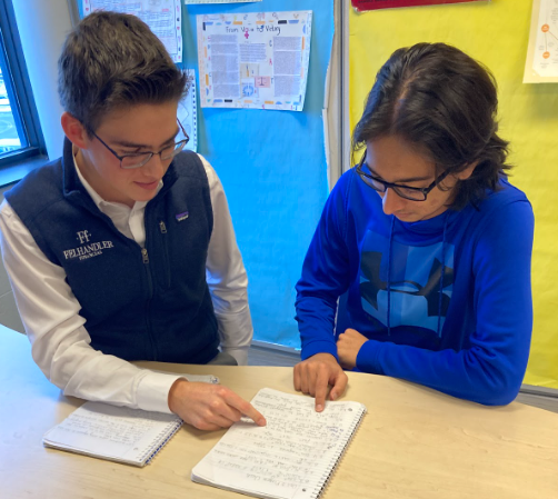 Students Alex Wszolek (left) and Krish Singla (right) studying for midterms