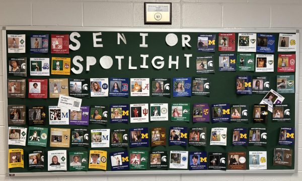 Senior commitment wall in the i-Center/Atrium hallway